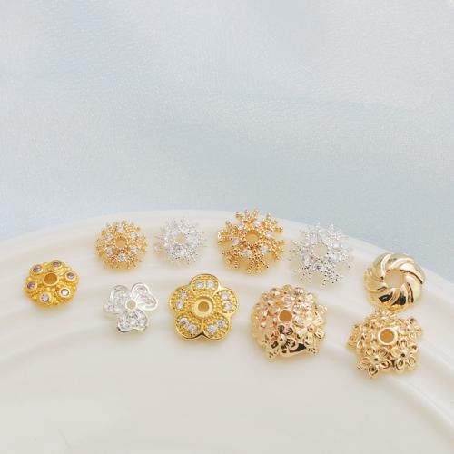 Brass Bead Cap plated DIY & micro pave cubic zirconia nickel lead & cadmium free Sold By PC