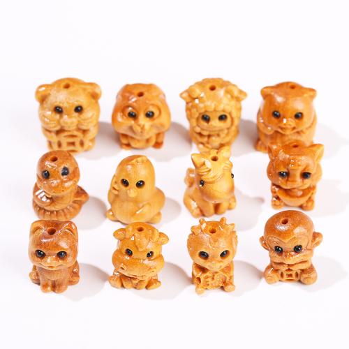 Spacer Beads Jewelry Sandalwood Chinese Zodiac Carved DIY beads length 15-20mm Sold By PC