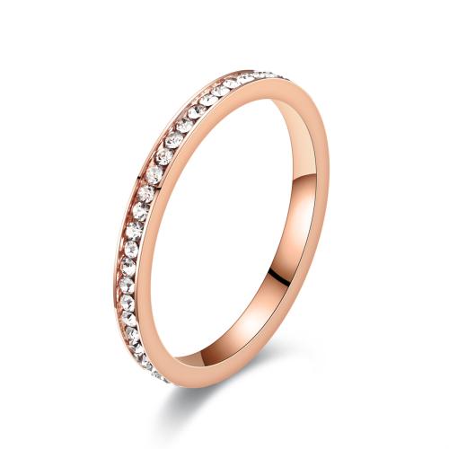 Rostfritt stål Rhinestone Fingerringar, 304 rostfritt stål, mode smycken & olika storlek för val & för kvinna & med strass, fler färger för val, Säljs av PC