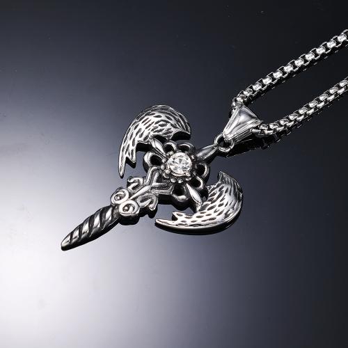 Stainless Steel Jewelry Necklace 304 Stainless Steel Angel Wing polished fashion jewelry & Unisex & with rhinestone original color Length Approx 60 cm Sold By PC