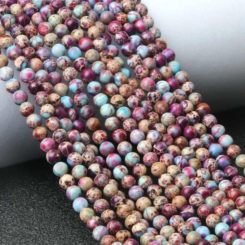 Gemstone Jewelry Beads Impression Jasper Round fashion jewelry & DIY mixed colors Sold Per Approx 38 cm Strand