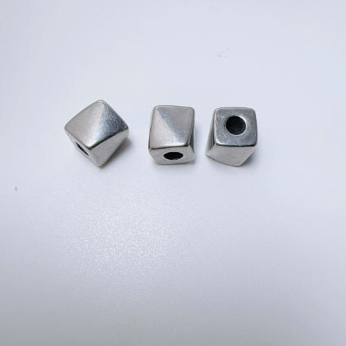 Rostfritt stål pärlor, 304 rostfritt stål, Square, plated, DIY, nickel, bly och kadmium gratis, 10x10mm, 50PC/Bag, Säljs av Bag