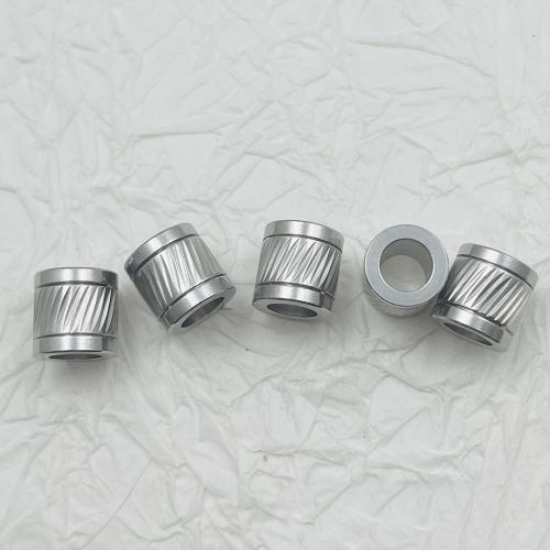 Edelstahl-Beads, 304 Edelstahl, Zylinder, plattiert, DIY, 10x10mm, Bohrung:ca. 6.2mm, 500PCs/Tasche, verkauft von Tasche