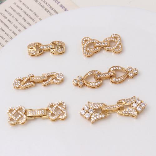 Brass Jewelry Clasps gold color plated DIY & micro pave cubic zirconia nickel lead & cadmium free Sold By PC