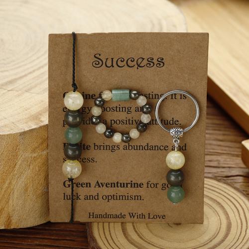 Natural Gemstone Jewelry Sets Golden Pyrite with Green Aventurine & 304 Stainless Steel handmade fashion jewelry & Unisex Sold By PC