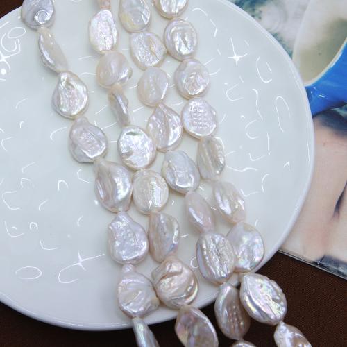 Spłaszczone koraliki z pereł słodkowodnych hodowlanych, Perła naturalna słodkowodna, Guzik, biżuteria moda & DIY, biały, Length about 9-11mm, sprzedawane na około 38 cm Strand