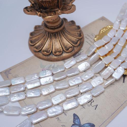 Natūralus gėlavandenių perlų Palaidos karoliukai, Gėlo vandens perlų, Stačiakampis, Bižuterijos & Pasidaryk pats, baltas, 10x16mm, Parduota už Apytiksliai 38 cm Strand