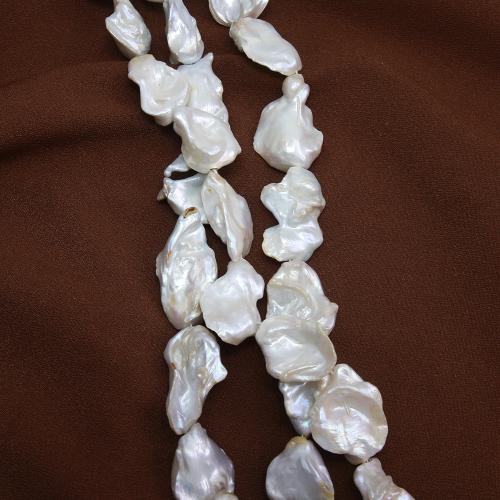 Perles nacres baroques de culture d'eau douce , perle d'eau douce cultivée, bijoux de mode & DIY, blanc, Length about 13-14mm, Vendu par Environ 38 cm brin