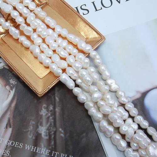 Baroko Kultūringas gėlavandenių perlų karoliukai, Gėlo vandens perlų, Barokas, Bižuterijos & Pasidaryk pats, baltas, Length about 7-8mm, Parduota už Apytiksliai 38 cm Strand