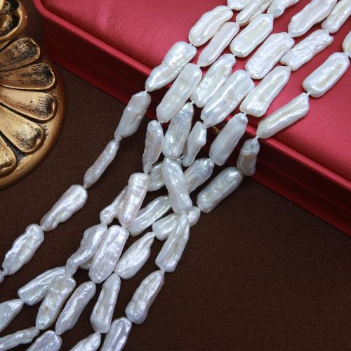 Biwa Gekweekte Zoetwater Parel kralen, mode sieraden & DIY, wit, Length about 6-7mm, Per verkocht Ca 38 cm Strand