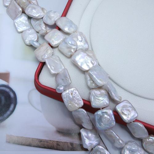 Naturliga sötvattenspärla lösa pärlor, Freshwater Pearl, Rektangel, mode smycken & DIY, silver, 14mm, Såld Per Ca 38 cm Strand