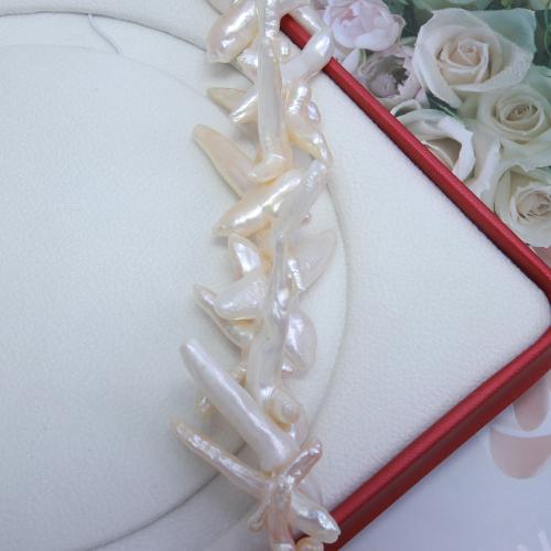 Naturalne perły słodkowodne perełki luźne, Perła naturalna słodkowodna, Krzyż, biżuteria moda & DIY, biały, 20mm, sprzedawane na około 38 cm Strand