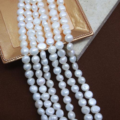 Naturel d'eau douce perles, perle d'eau douce cultivée, dôme, bijoux de mode & DIY, blanc, Length about 8-9mm, Longueur Environ 38 cm, Vendu par PC