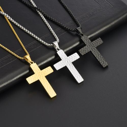 Stainless Steel Sweater Chain Necklace 304 Stainless Steel Cross polished fashion jewelry & Unisex Length Approx 60 cm Sold By PC