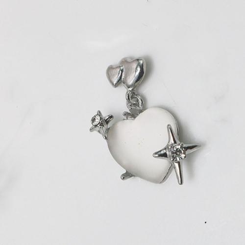 Zinc Alloy Pendants with Glass Heart silver color plated DIY nickel lead & cadmium free Sold By PC