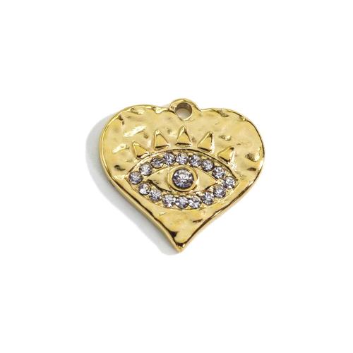 Stainless Steel Heart Pendants 304 Stainless Steel Vacuum Ion Plating DIY & micro pave cubic zirconia Sold By PC