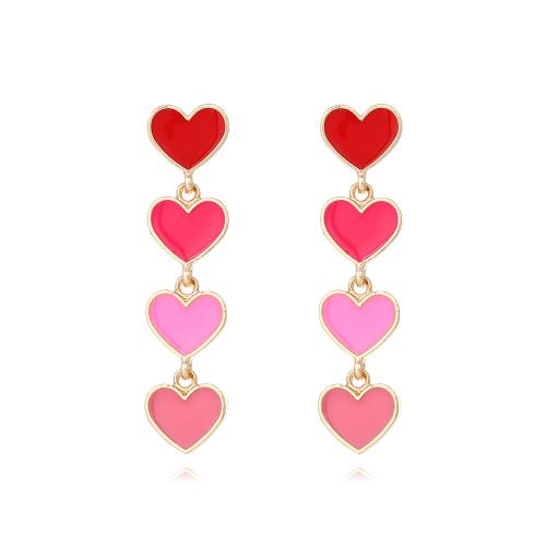 Zinc Alloy Drop Earrings Heart plated fashion jewelry & enamel multi-colored nickel lead & cadmium free Sold By Pair