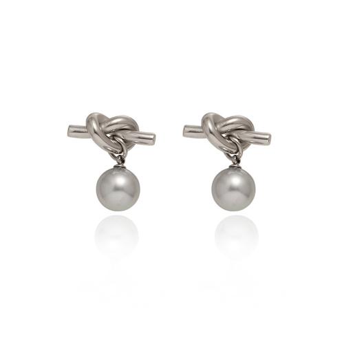 Titanium Steel  Earring with Plastic Pearl plated for woman Sold By Pair