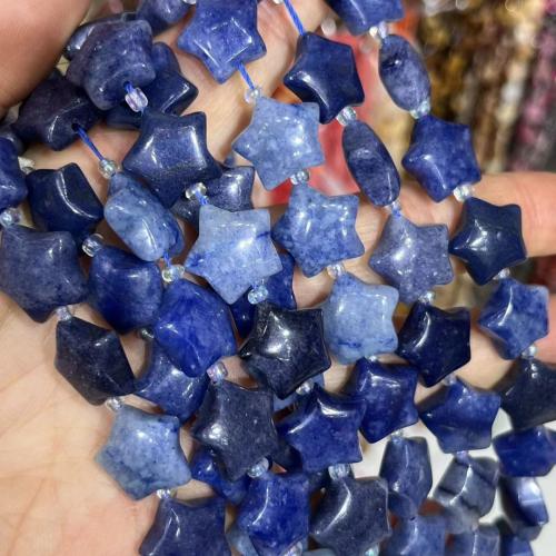 Perles aventurine, étoile, poli, DIY, bleu, 15mm, Vendu par Environ 38-40 cm brin
