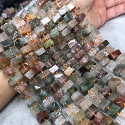 Grânulos de quartzo natural jóias, quartzo rutilado, Quadrado, polido, DIY, multi colorido, beads size 7x10-12mm, vendido para Aprox 38-40 cm Strand
