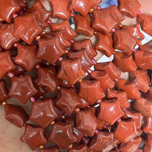 Grânulos de gemstone jóias, Pedra de jaspe, Estrela, polido, DIY, vermelho, 15mm, vendido para Aprox 38-40 cm Strand