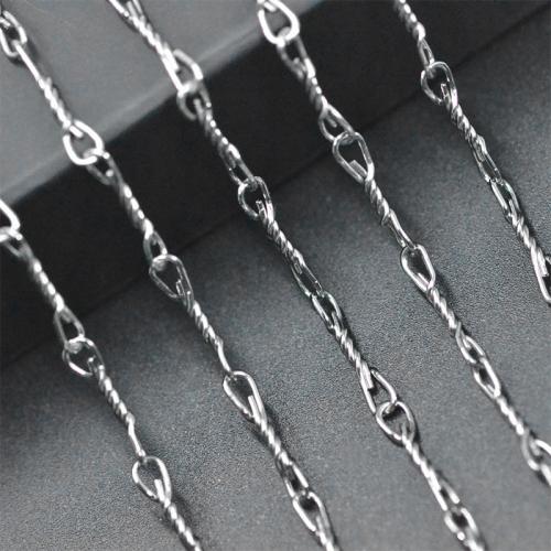 Titanium Stål Kæde, Fransk reb kæde & du kan DIY, oprindelige farve, 1m/PC, Solgt af PC