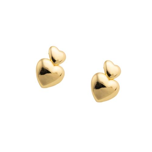 Brass Stud Earring Heart fashion jewelry & for woman Sold By Pair