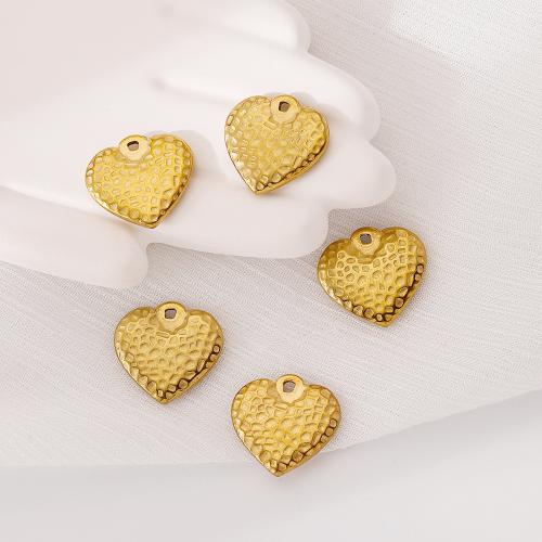Coração de aço inoxidável pingentes, Aço inoxidável 304, joias de moda & para mulher, dourado, 17x16mm, vendido por PC