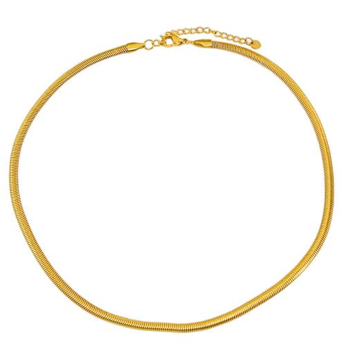 Chaîne collier , Acier inoxydable 304, avec 5cm chaînes de rallonge, bijoux de mode & pour femme, doré, Longueur:Environ 42 cm, Vendu par PC