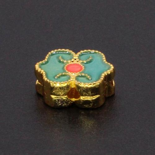 Brass Jewelry Beads Flower gold color plated DIY & enamel nickel lead & cadmium free Sold By PC