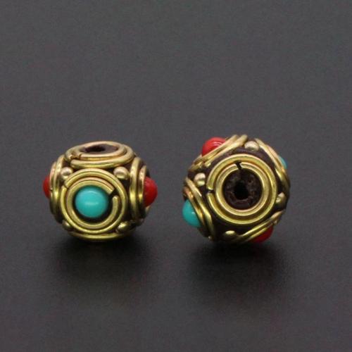 Brass Jewelry Beads with turquoise gold color plated DIY nickel lead & cadmium free Sold By PC