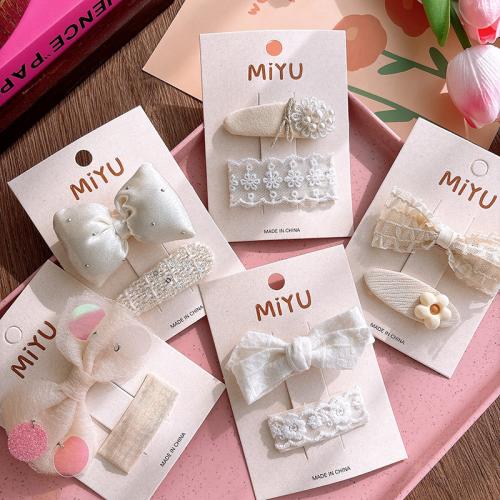 Mixed Hair Accessories Zinc Alloy with Cloth handmade Girl 50mm Sold By Set