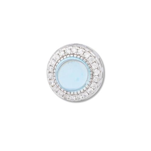 925 Sterling Silver Beads with Aquamarine DIY & micro pave cubic zirconia silver color Sold By PC