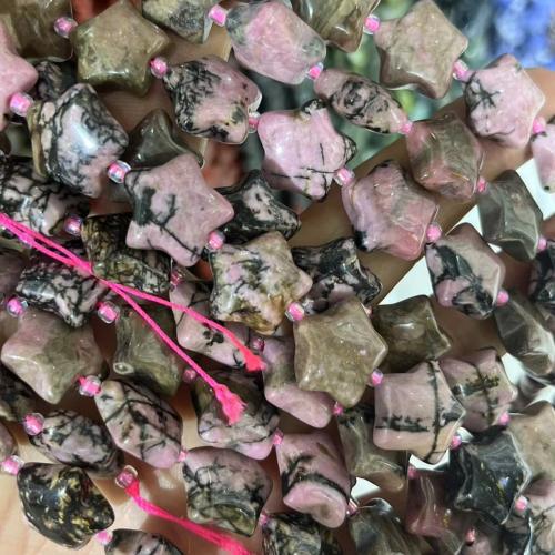Ροδονίτης Χάντρες, Αστέρι, γυαλισμένο, DIY, ροζ, 15mm, Sold Per Περίπου 38-40 cm Strand
