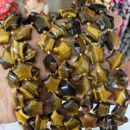 Natural Tiger Eye Beads Star polished DIY & smooth yellow 15mm Sold Per Approx 38-40 cm Strand