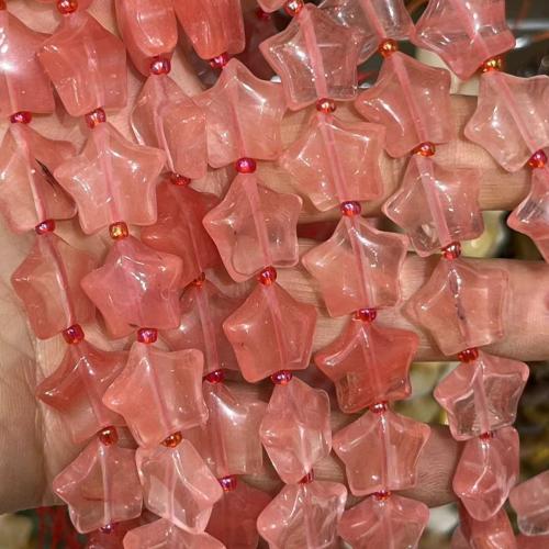 Perline di quarzo naturale, quarzo ciliegia, Stella, lucido, DIY & liscio, rosa, 15mm, Venduto per Appross. 38-40 cm filo