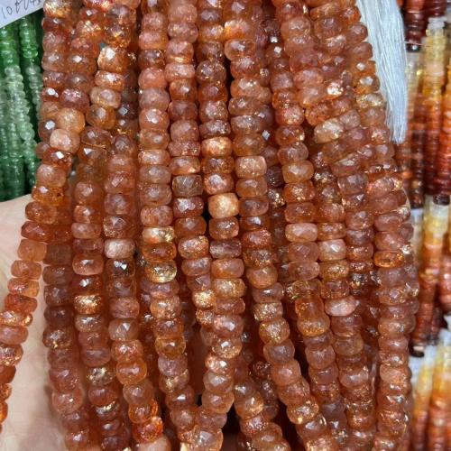 Perline di quarzo naturale, Strawberry Quartz, lucido, DIY & sfaccettati, giallo oro, beads length 6-7.5mm, Venduto per Appross. 40 cm filo