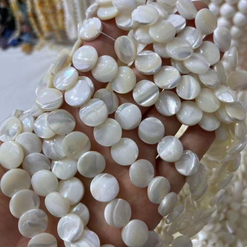 Natural White Shell Perler, poleret, du kan DIY & forskellige stilarter for valg, hvid, Solgt Per Ca. 38-40 cm Strand