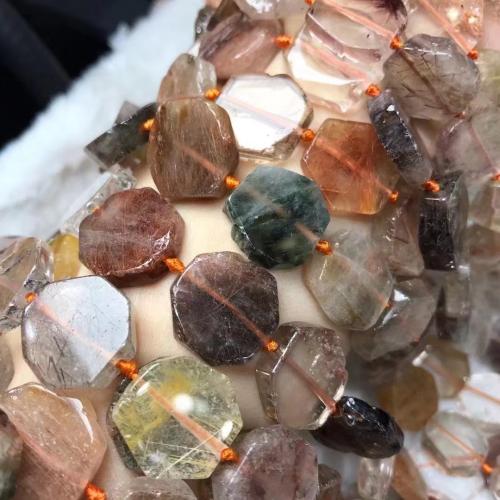 Gemstone Smycken Pärlor, Fukurokuju, Hexagon, polerad, DIY, flerfärgad, beads length  15-17mm, Såld Per Ca 38-40 cm Strand