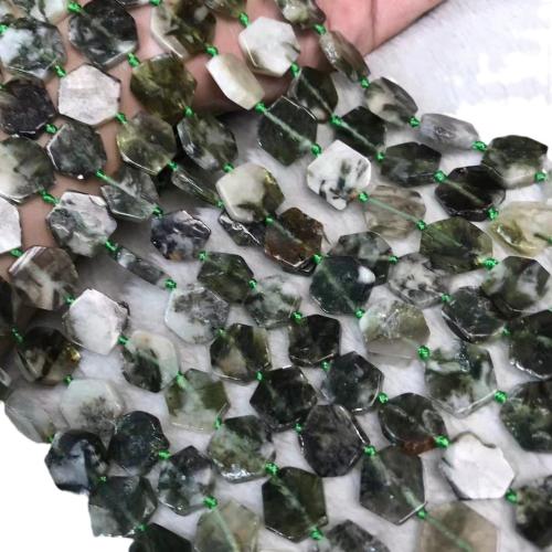 Gemstone šperky Korálky, Euchlorit Kmaite, Šestiúhelník, lesklý, DIY, tráva zelená, 15mm, Prodáno za Cca 38-40 cm Strand