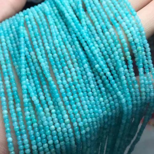 Amazonit Beads, Runde, poleret, du kan DIY & forskellig størrelse for valg, blå, Solgt Per Ca. 38-40 cm Strand
