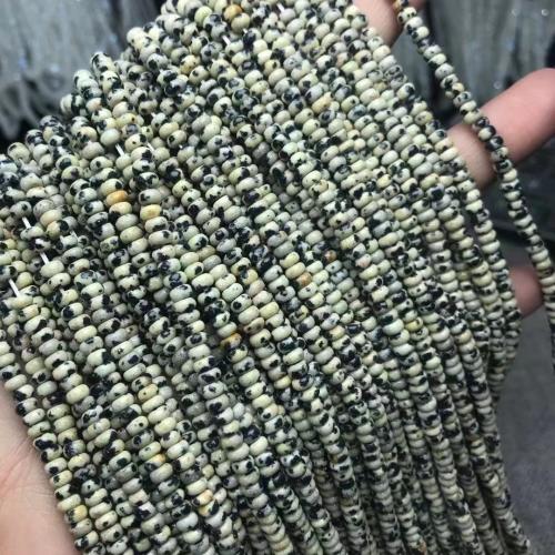 Dalmatian Beads, dalmata, lucido, DIY, 2x4mm, Venduto per Appross. 38-40 cm filo