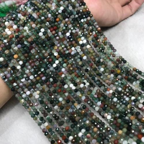 Natürliche Indian Achat Perlen, Indischer Achat, poliert, DIY & facettierte, grasgrün, 3x4mm, verkauft per ca. 38-40 cm Strang