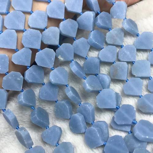 Koraliki z kameniem szlachetnym, Angelite, Serce, obyty, DIY, jasnoniebieski, beads length 15-17mm, sprzedawane na około 38-40 cm Strand