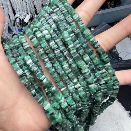 Koraliki z kameniem szlachetnym, Emerald, Kwadrat, obyty, DIY, 5mm, sprzedawane na około 38-40 cm Strand