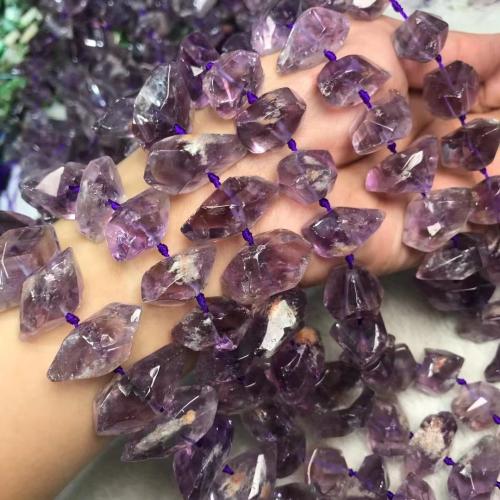 Quartz naturel bijoux perles, quartz fantôme, poli, DIY, violet, beads length 18-25mm, Vendu par Environ 38-40 cm brin