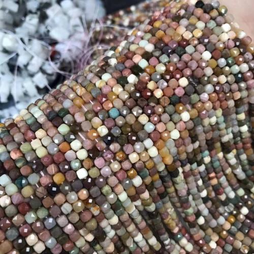 Achát Korálky, Náměstí, lesklý, DIY & tváří, beads length  4-4.5mm, Prodáno za Cca 38-40 cm Strand