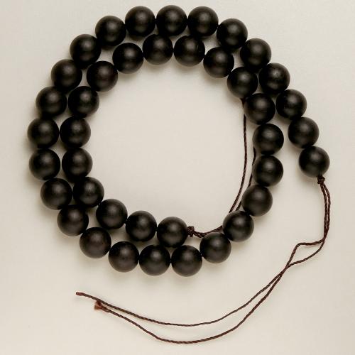 Buddhistische Perlen, Schwarz Sandelholz, rund, Modeschmuck & DIY & verschiedene Größen vorhanden & satiniert, schwarz, verkauft per ca. 40 cm Strang