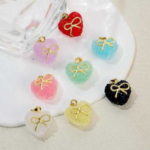 Resin Pendant with Brass Heart gold color plated fashion jewelry & DIY 20mm Sold By PC