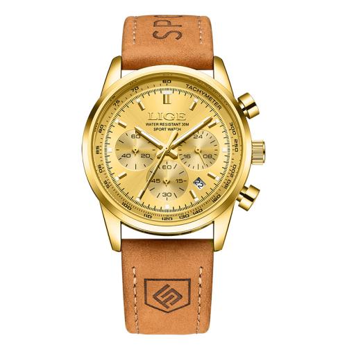Men Wrist Watch Glass with Leather Life water resistant & fashion jewelry & Chinese movement & multifunctional & for man Length Approx 26 cm Sold By PC